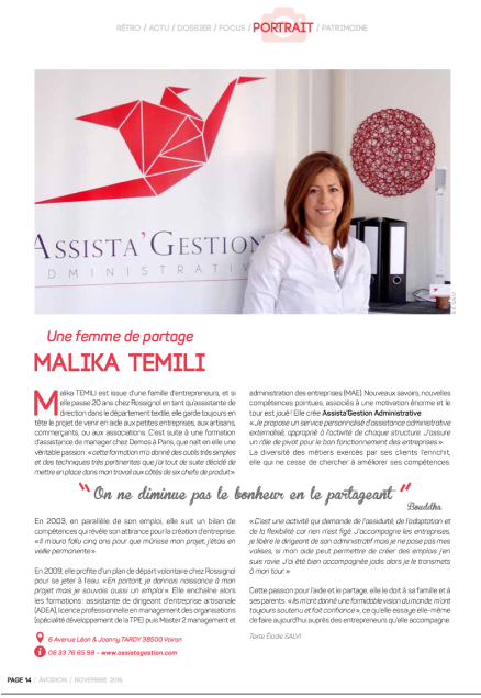 Portrait Malika TEMILI - Assistante plus