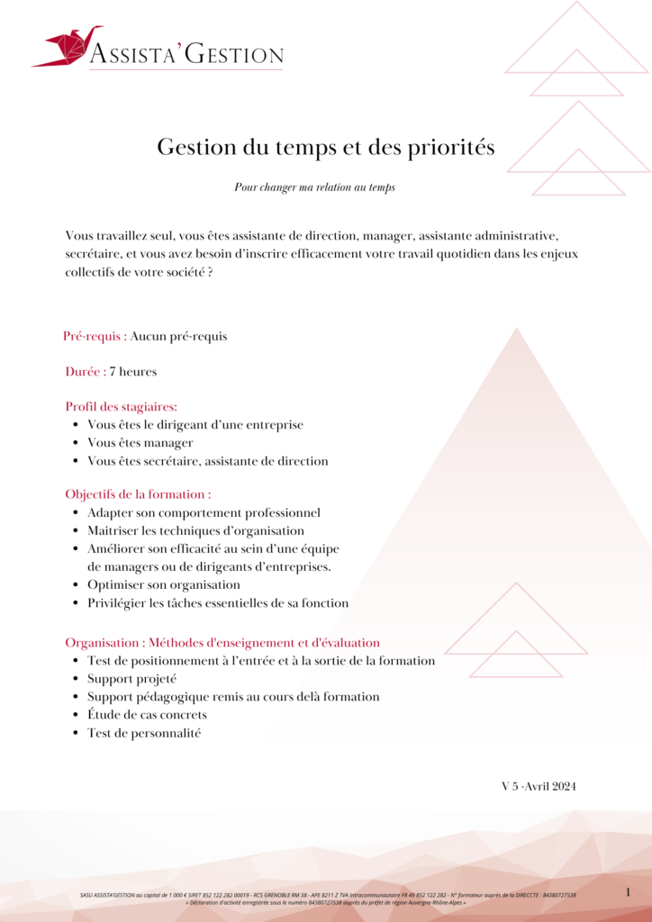 Gestion du temps et des priorités
